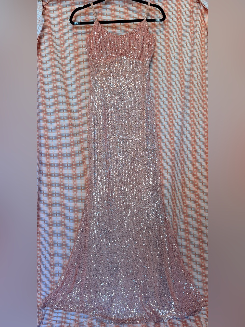 Sequin Slip Gown in Blush Pink